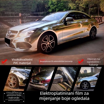 Auto folija s elektropliranim oglednim učinkom i promjenom boje, sjajan srebrni unutarnji dekorativni film