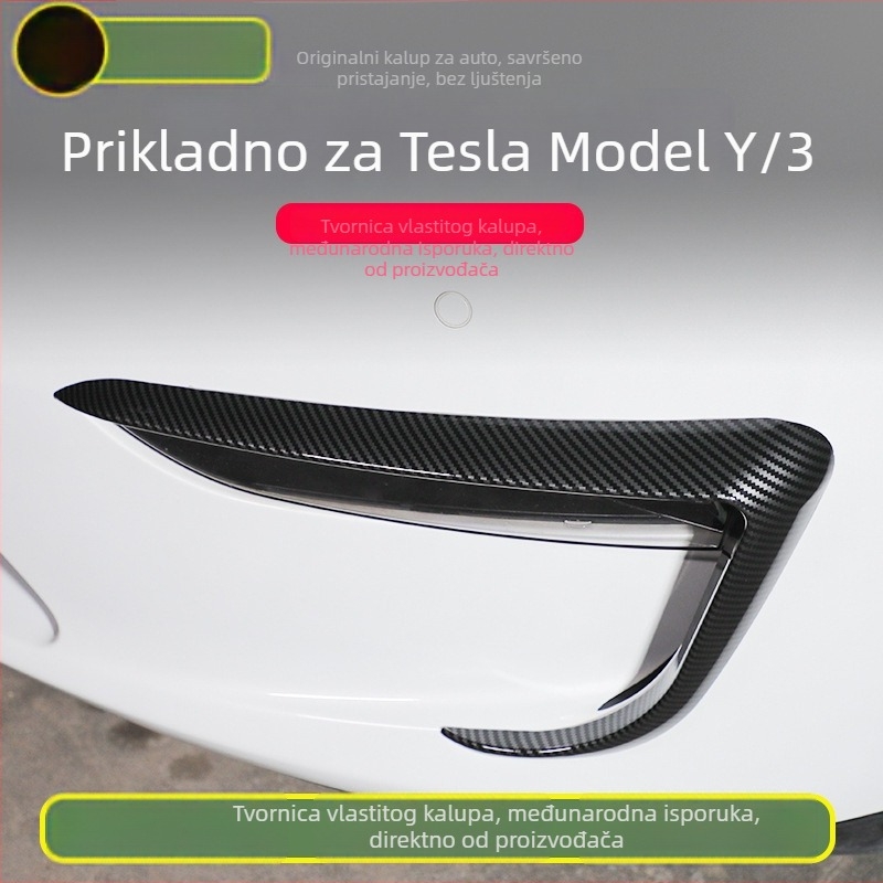 Dekorativni okvir svjetala i obrva farova za Tesla Model Y – ABS crna, dodatak za modifikaciju automobila