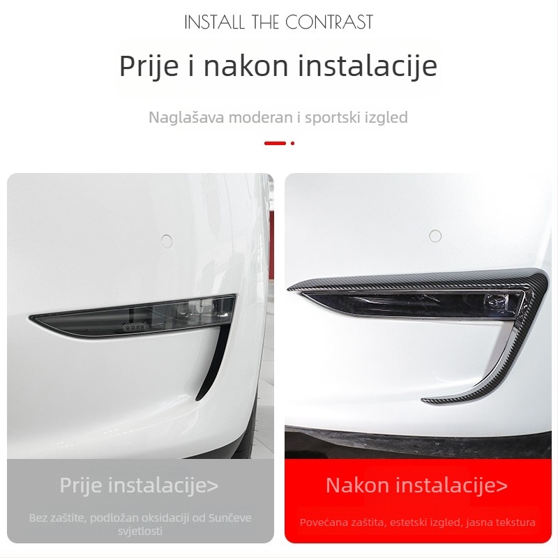 Dekorativni okvir svjetala i obrva farova za Tesla Model Y – ABS crna, dodatak za modifikaciju automobila