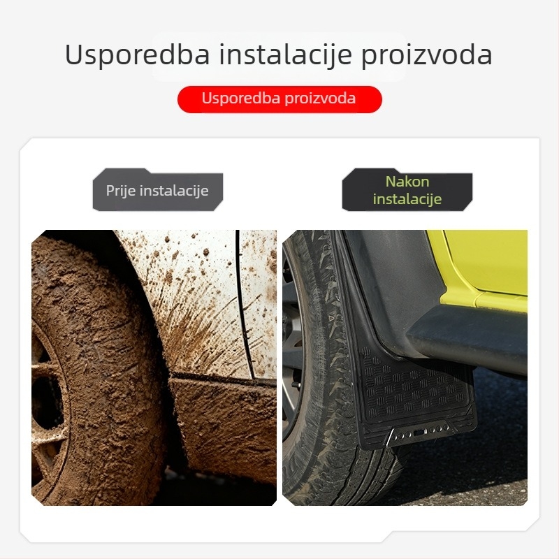 Univerzalni blatnik za Suzuki Jimny 3/5 vrata, 2019–2026 — plast i nehrđajući čelik, prilagodljiv