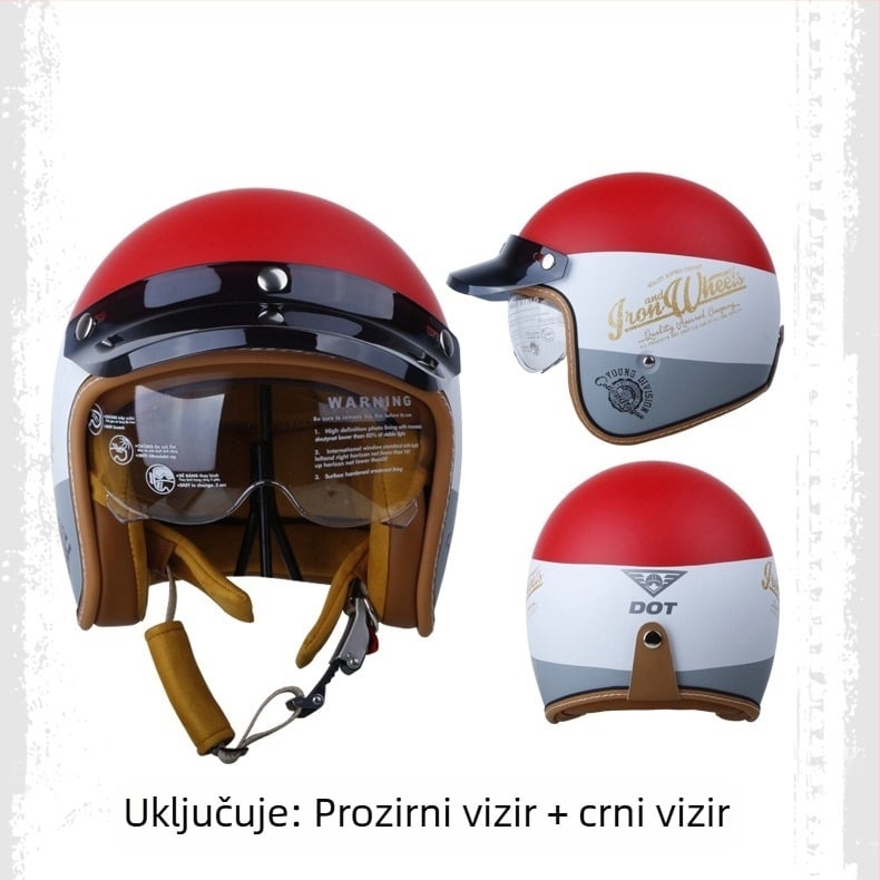 3/4 retro kaciga za motor s ugrađenom lećom, za električna vozila, odrasli, sve sezone, gradska vožnja, ABS