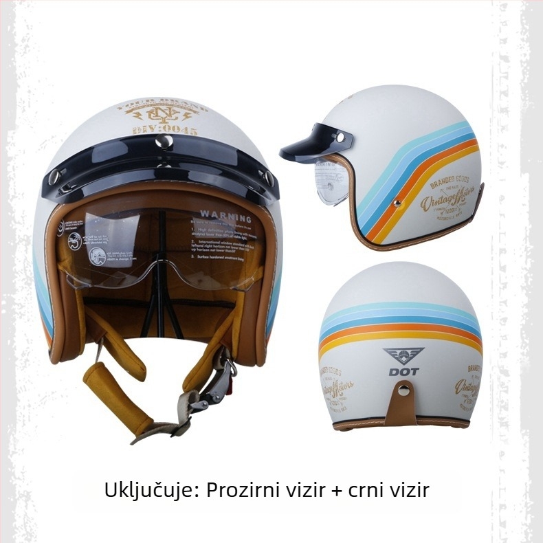 3/4 retro kaciga za motor s ugrađenom lećom, za električna vozila, odrasli, sve sezone, gradska vožnja, ABS