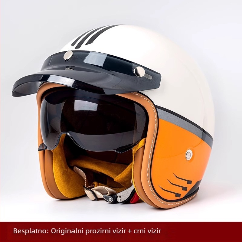 3/4 retro kaciga za motor s ugrađenom lećom, za električna vozila, odrasli, sve sezone, gradska vožnja, ABS