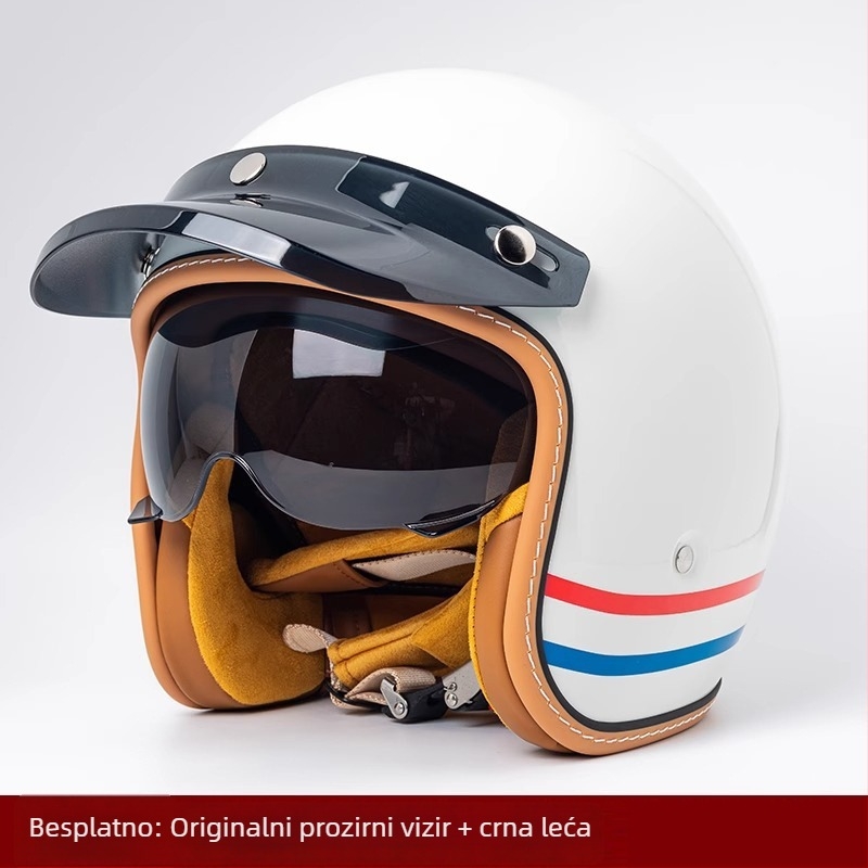 3/4 retro kaciga za motor s ugrađenom lećom, za električna vozila, odrasli, sve sezone, gradska vožnja, ABS