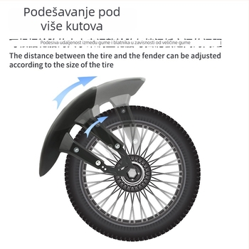 Zadnji blatnik za motocikl JBL; Materijal PP + metalna potpora; Model: Opći blatnik za motocikl (B); pogodno za gume bez brazdi