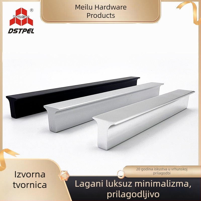 Ravna ručka od aluminijske legure, minimalistički dizajn za ormariće, ormare i ladice