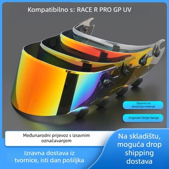Leće za kacigu za motocikl, model Race R Pro GP, marka Riding Club, elektroplatirani premaz, kompatibilne sa SHARK Race R Pro GP
