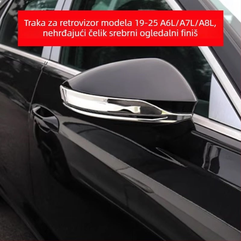 Nerđajući čelik traka za zaštitu od sudara za vanjsko ogledalo Audi A6/A7/A8L, 2019–2025 – Model 001, prilagodljivo