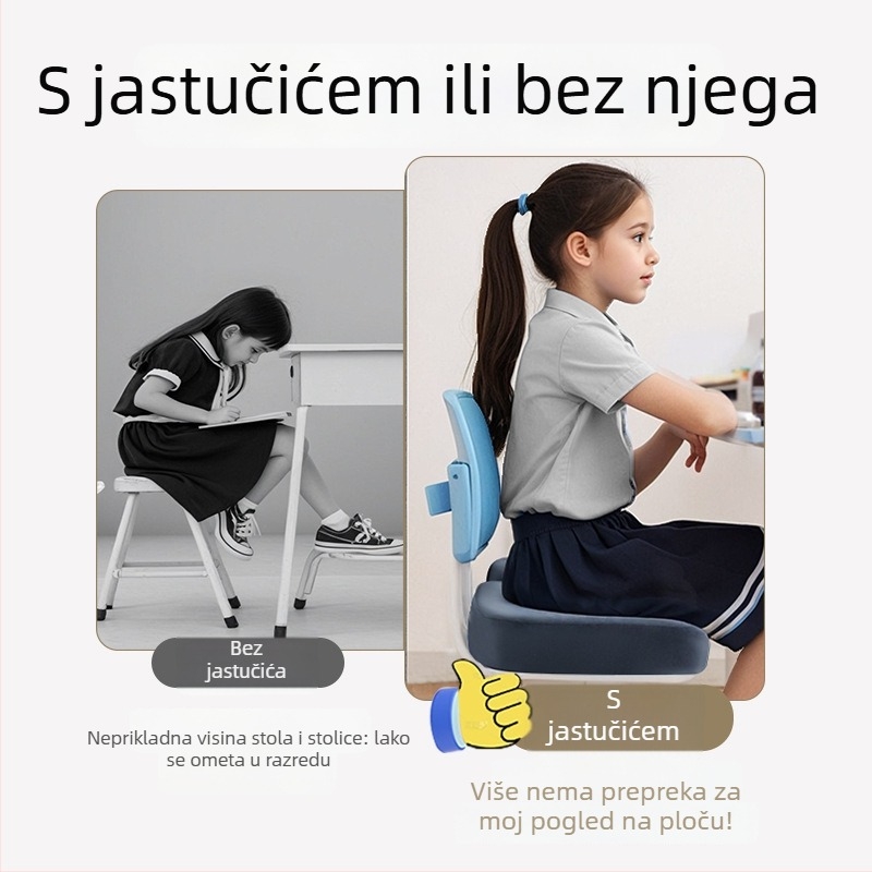 Deblja jastučnica za sjedenje za ured i razred – jednofarban dizajn, navlaka od kristalnog baršuna, punilo EPE