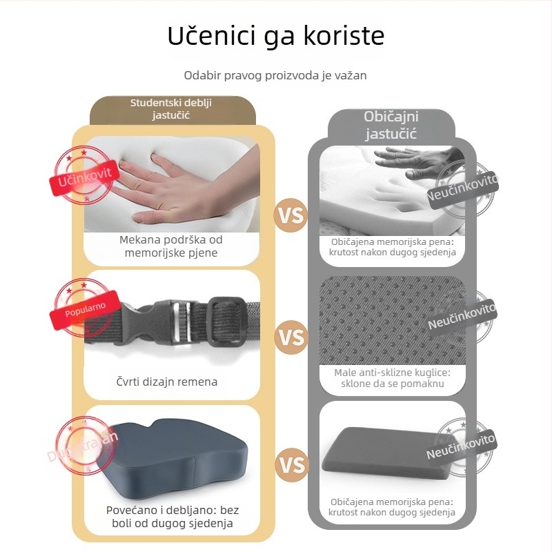 Deblja jastučnica za sjedenje za ured i razred – jednofarban dizajn, navlaka od kristalnog baršuna, punilo EPE