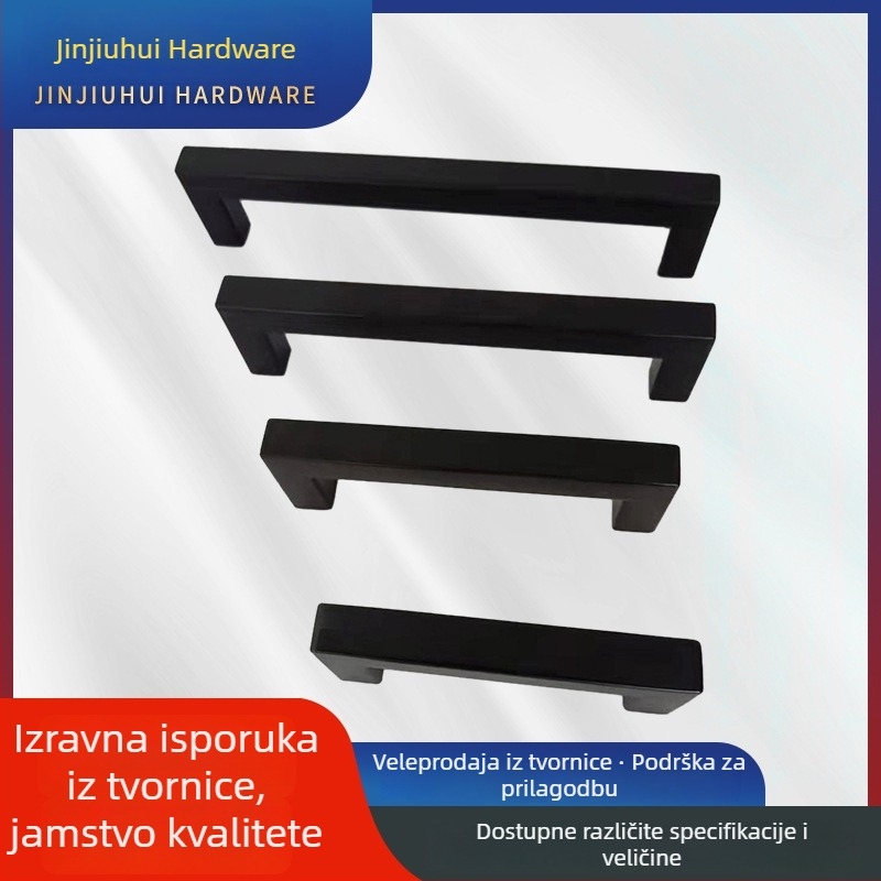 Drška za vrata ormarića od nehrđajućeg čelika, kvadratna, s pravim kutem