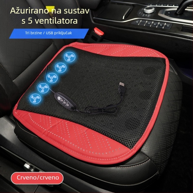 Hlađenje jastučnica za sjedalo automobila i kućnu upotrebu, USB ventilator, prozračna površina od Ice Silk, PU presvlaka, punjenje od sintetičkih vlakana, ljetna upotreba