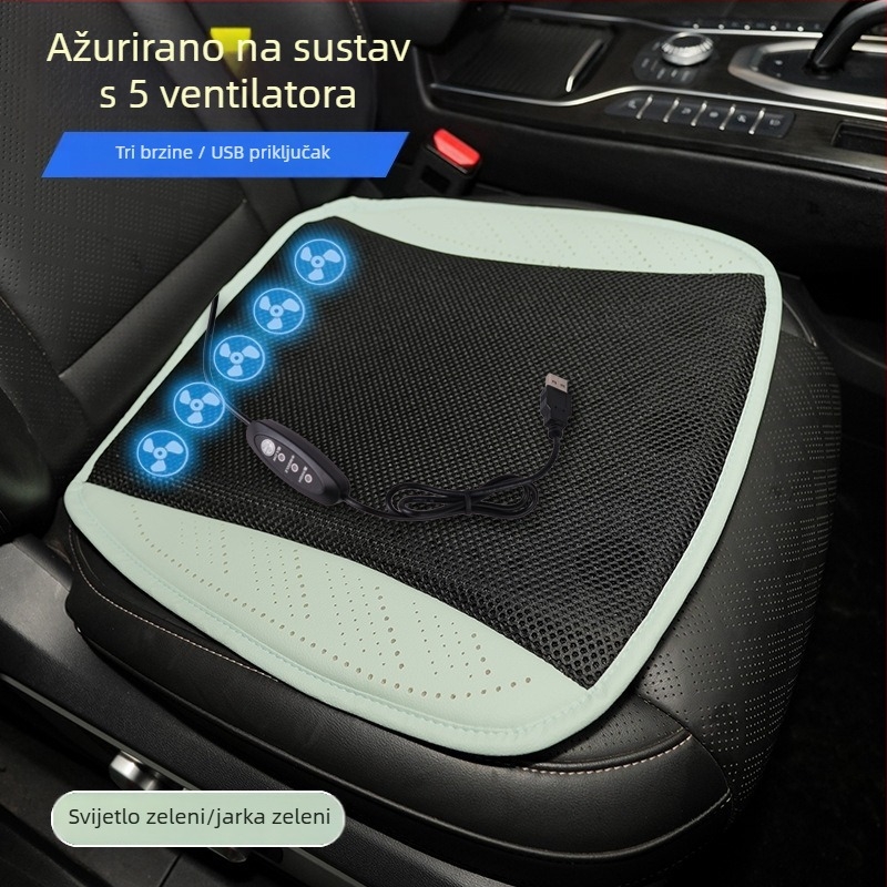 Hlađenje jastučnica za sjedalo automobila i kućnu upotrebu, USB ventilator, prozračna površina od Ice Silk, PU presvlaka, punjenje od sintetičkih vlakana, ljetna upotreba
