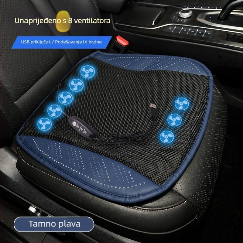 Hlađenje jastučnica za sjedalo automobila i kućnu upotrebu, USB ventilator, prozračna površina od Ice Silk, PU presvlaka, punjenje od sintetičkih vlakana, ljetna upotreba