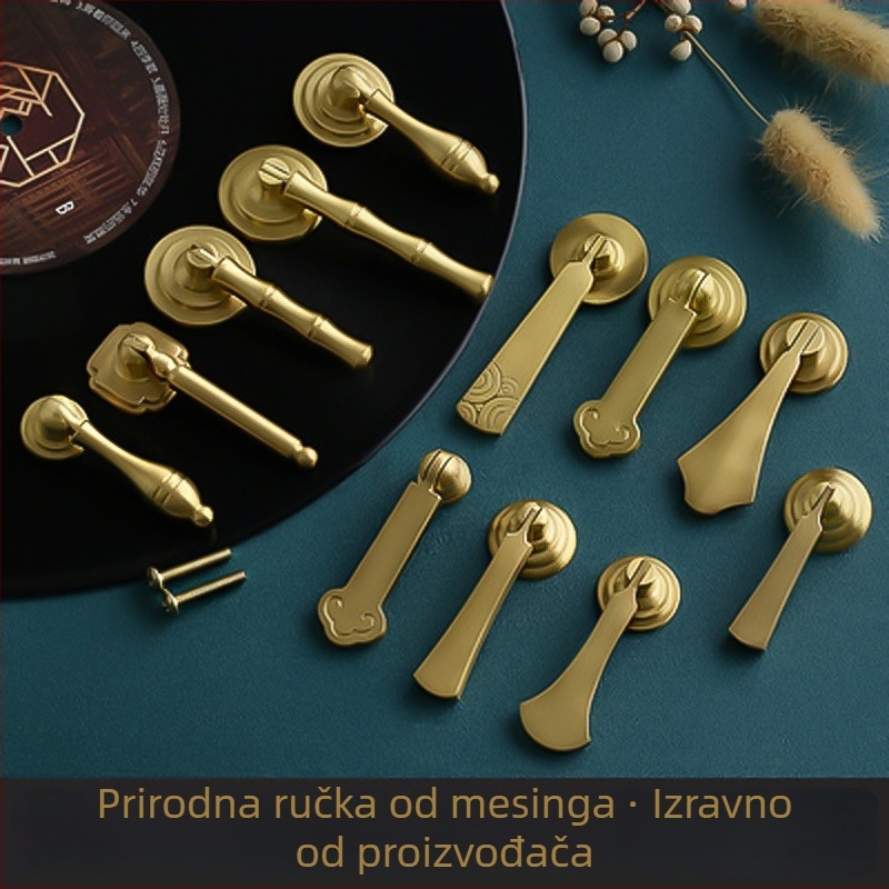 Ručka za ormar od čistog bakra, moderni minimalistički stil, za ormare i ladice, montaža s jednim otvorom