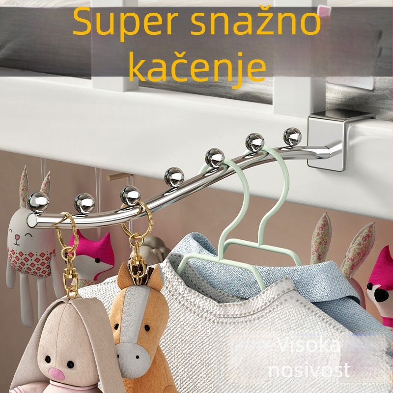 Vješalica za odjeću sa sedam perli - nehrđajući čelik, višeredni kukice, nosivost 1–3 kg, 2024