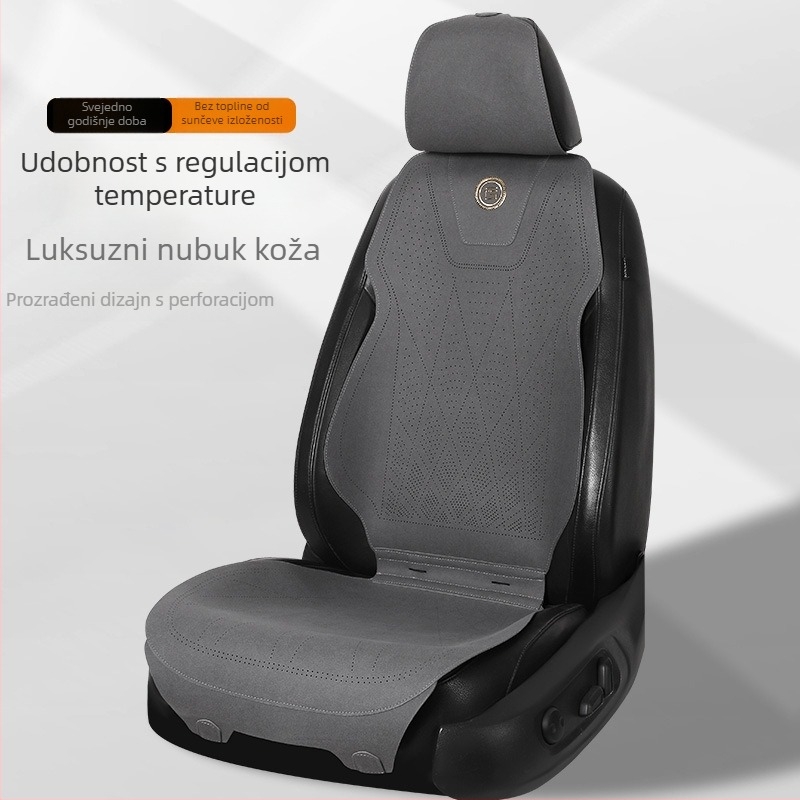 Navlaka za automobilsku sjedalicu s punim pokrivanjem, univerzalna za sve sezone, za prednje sjedalo – jastučić i naslon, koža, lagani luksuz