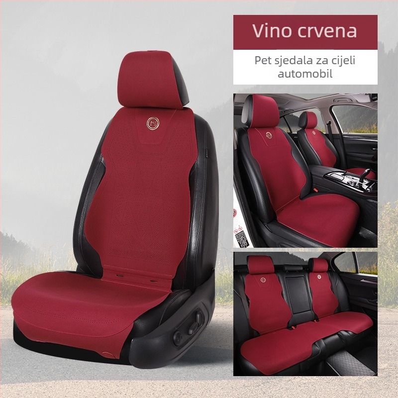 Navlaka za automobilsku sjedalicu s punim pokrivanjem, univerzalna za sve sezone, za prednje sjedalo – jastučić i naslon, koža, lagani luksuz