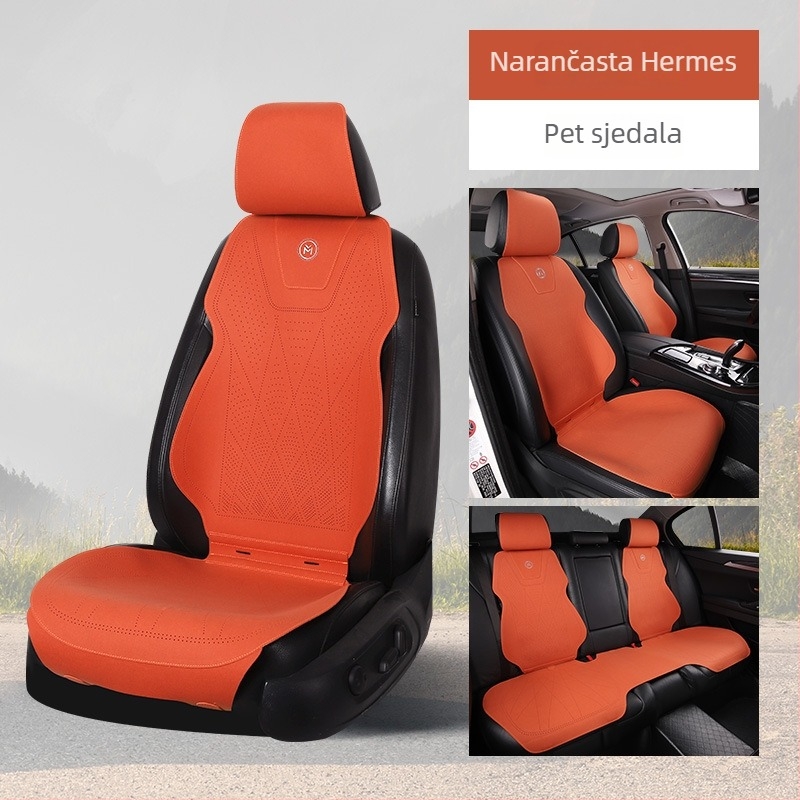 Navlaka za automobilsku sjedalicu s punim pokrivanjem, univerzalna za sve sezone, za prednje sjedalo – jastučić i naslon, koža, lagani luksuz