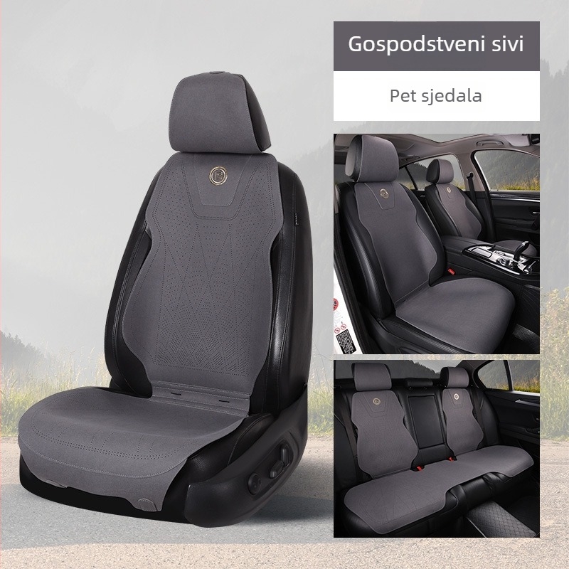 Navlaka za automobilsku sjedalicu s punim pokrivanjem, univerzalna za sve sezone, za prednje sjedalo – jastučić i naslon, koža, lagani luksuz