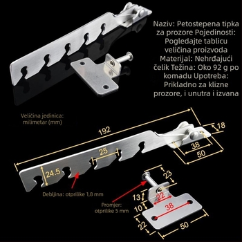 Nerđajući čelični nosač prozora za krilne prozore, model Fc820j, stil modernog minimalističkog