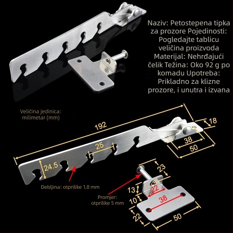 Nerđajući čelični nosač prozora za krilne prozore, model Fc820j, stil modernog minimalističkog