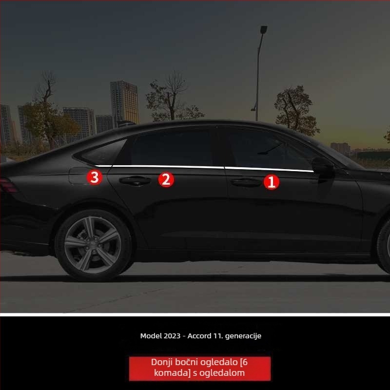 Vanjska ukrasna traka za prozor za 11. generacije Honda Accord (model 2023) – dodatak za izmjenu izgleda