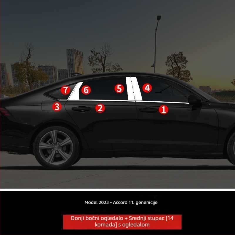 Vanjska ukrasna traka za prozor za 11. generacije Honda Accord (model 2023) – dodatak za izmjenu izgleda