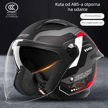 Kaciga za električni motocikl — ABS, 3C potvrda (Gb811-2022b), polu-lice kaciga, odrasli, sve sezone