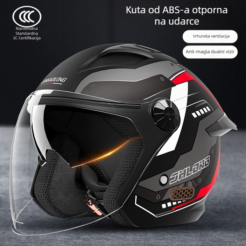 Kaciga za električni motocikl — ABS, 3C potvrda (Gb811-2022b), polu-lice kaciga, odrasli, sve sezone
