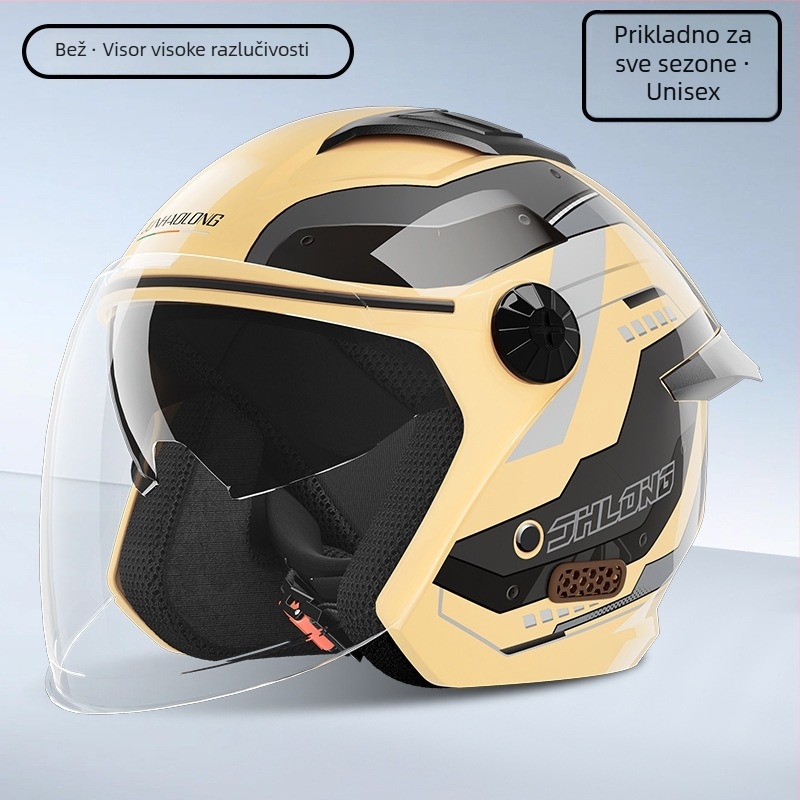 Kaciga za električni motocikl — ABS, 3C potvrda (Gb811-2022b), polu-lice kaciga, odrasli, sve sezone