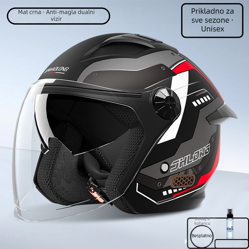 Kaciga za električni motocikl — ABS, 3C potvrda (Gb811-2022b), polu-lice kaciga, odrasli, sve sezone