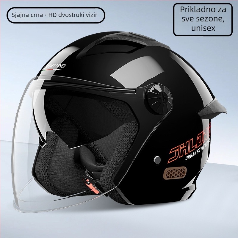 Kaciga za električni motocikl — ABS, 3C potvrda (Gb811-2022b), polu-lice kaciga, odrasli, sve sezone