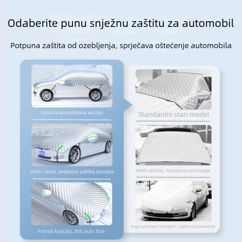 Univerzalni zimski pokrivač za automobil, zaštita prednjeg stakla od mraza, produženi dizajn, minimalistički stil, debeli materijal