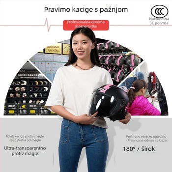 Polu kaciga za motocikl ABS, anti-fog dvostruka leća, 3C certifikat, patentirani dizajn
