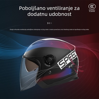 Polu kaciga za motocikl ABS, anti-fog dvostruka leća, 3C certifikat, patentirani dizajn