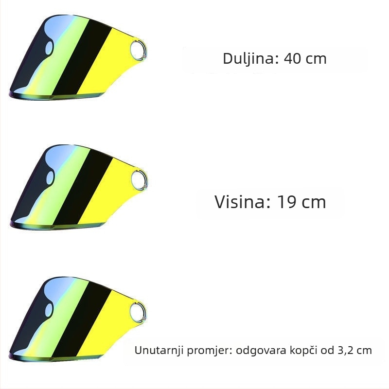 Štit za lice za kacigu motocikla - antifog, UV zaštita, univerzalni prednji stakleni štit