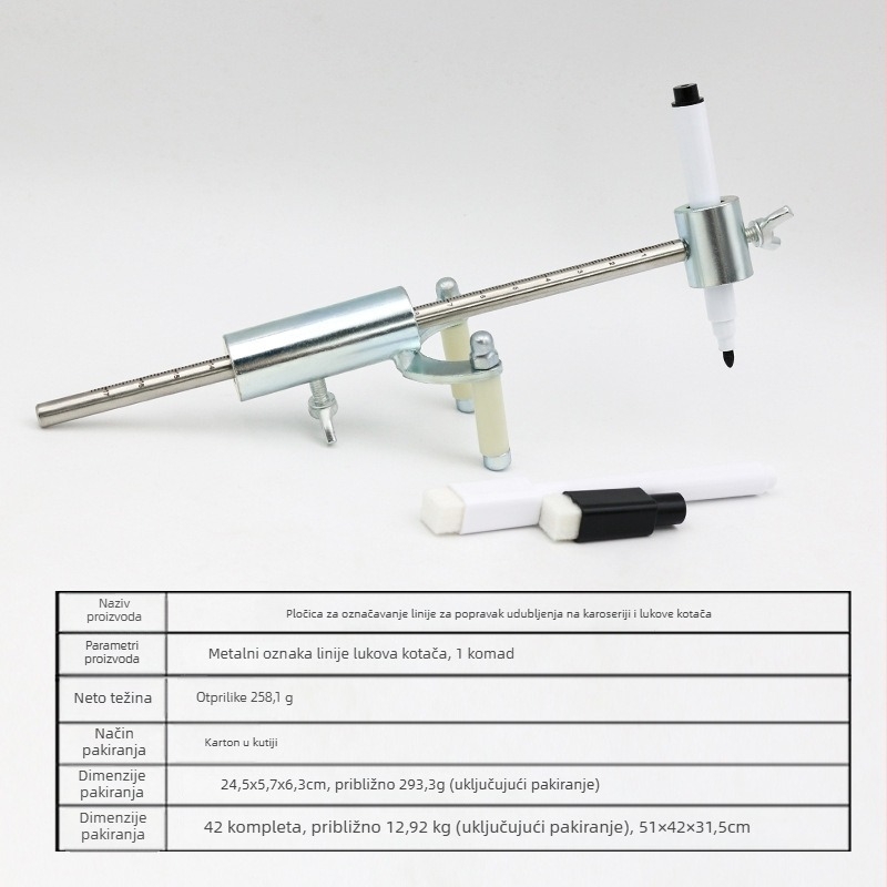 Alat za popravak karoserije automobila i ispravljanje udubljenja, alat za crtanje linija luka kotača, podaci za crtanje, obnova originalne boje