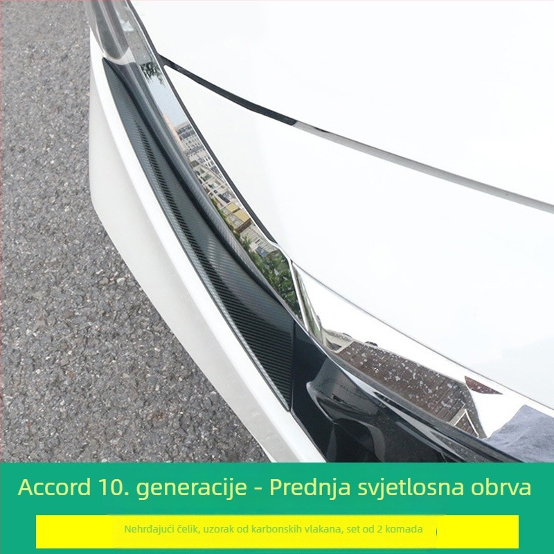 Dekorativna traka za prednje svjetlo Honda Accord 10. generacije – samoljepljiva folija, jednobojni uzorak, ugradnja ljepilom, bez prilagodbe