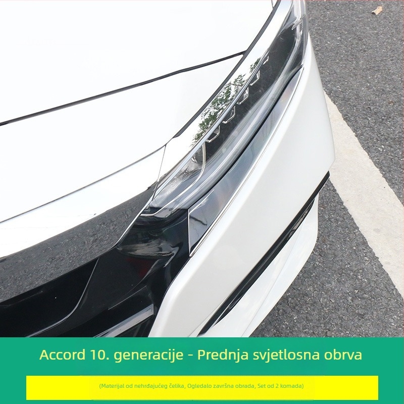 Dekorativna traka za prednje svjetlo Honda Accord 10. generacije – samoljepljiva folija, jednobojni uzorak, ugradnja ljepilom, bez prilagodbe