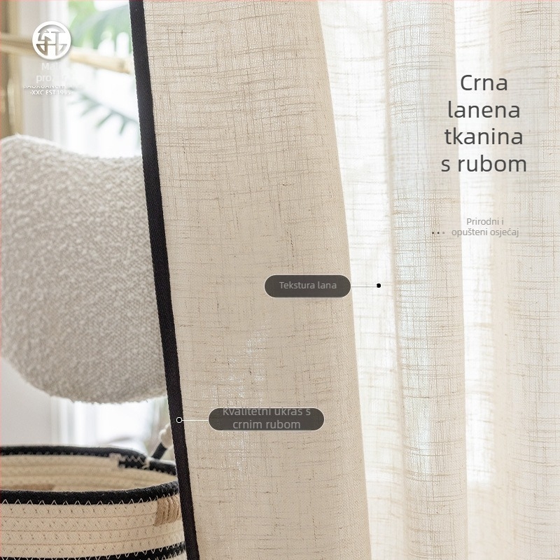 Poliesterska zavjesa u japanskom stilu, prozirna, dekorativna za dnevni boravak, ured, restoran i hodnik