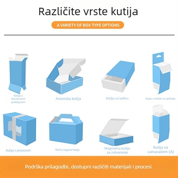 Prilagodljiva kutija za pakiranje magnetskog magneta za frižider s prozorom i kukom – PVC prozor, papir 350 g, tisak logotipa (offset, sitotisak, reljef, UV)