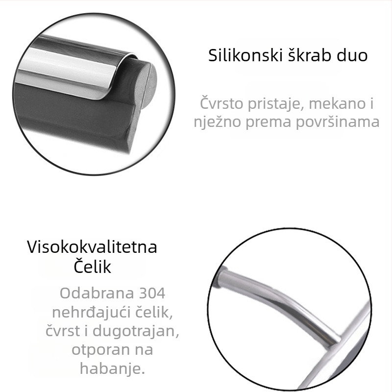 HK Čistač stakla od nehrđajućeg čelika sa silikonskim scraperom, jednostrana brisanje, pakiranje 120 komada, kućna upotreba