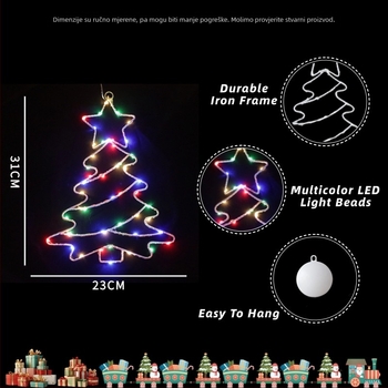 Željezna božićna lampa u obliku drveta, model HB-CT-XXL, 30 lm, napajanje ≤36 V, vijek trajanja 10000 h