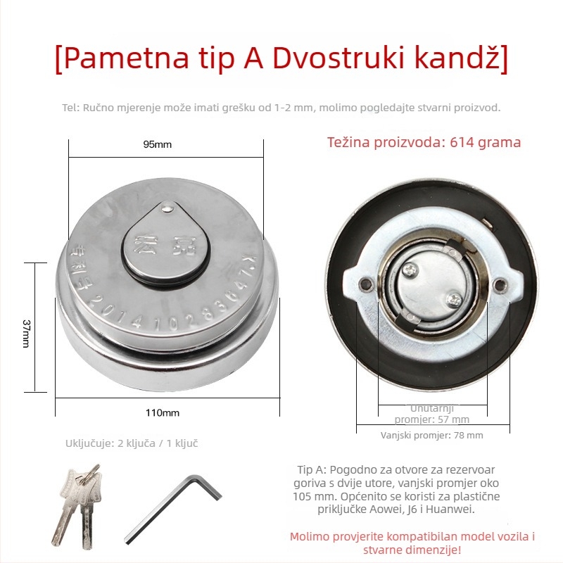 Poklop spremnika goriva kamiona sa zaključavanjem protiv krađe, zaštitni pokrov za prašinu, dizajn s tri kandže, izdržljiv za teška vozila (Materijal: Čelik; Podrijetlo: Henan; Značka: Loud; Kompatibilni modeli: veliki kamion)