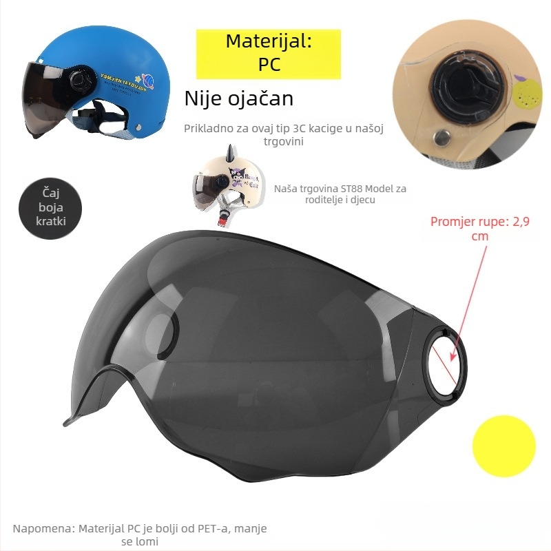 Snap-on vizir za Harley kacigu – za punu licu, zaštita od sunca i vjetra, anti-fog
