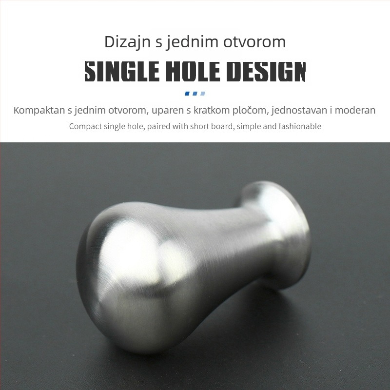 Drška za vrata ormara - moderni minimalistički stil, nehrđajući čelik 304, mat završna obrada, sferni oblik, postavljanje na površinu