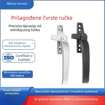 Drška od nehrđajućeg čelika 304 za prozore i vrata; čvrsta, masivna konstrukcija; moderni minimalistički stil; završne površinske obrade: elektroplatiranje, brušenje, poliranje, lasersko graviranje, anodiziranje.