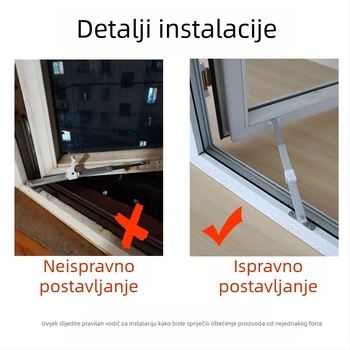 uPVC prozor: teleskopska podrška za klizna vrata i prozore, vjetroodbojna šipka, ograničivač vjetra, brava za pozicioniranje kuta šarke za vatrootporan prozor