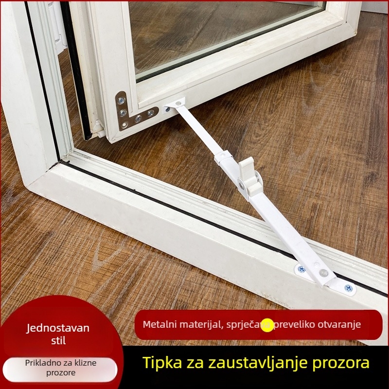 uPVC prozor: teleskopska podrška za klizna vrata i prozore, vjetroodbojna šipka, ograničivač vjetra, brava za pozicioniranje kuta šarke za vatrootporan prozor